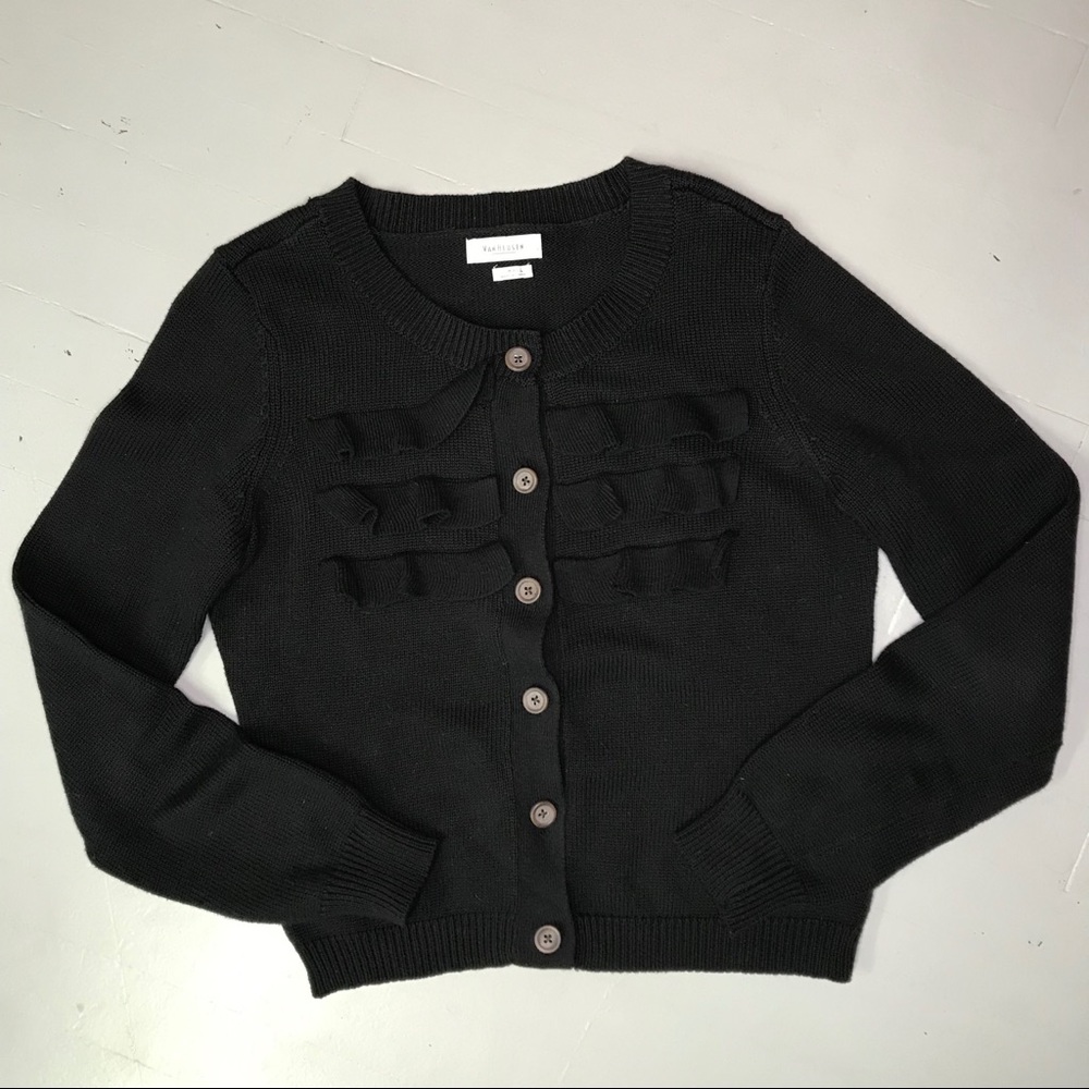 Van Heusen ruffled button cardigan black S